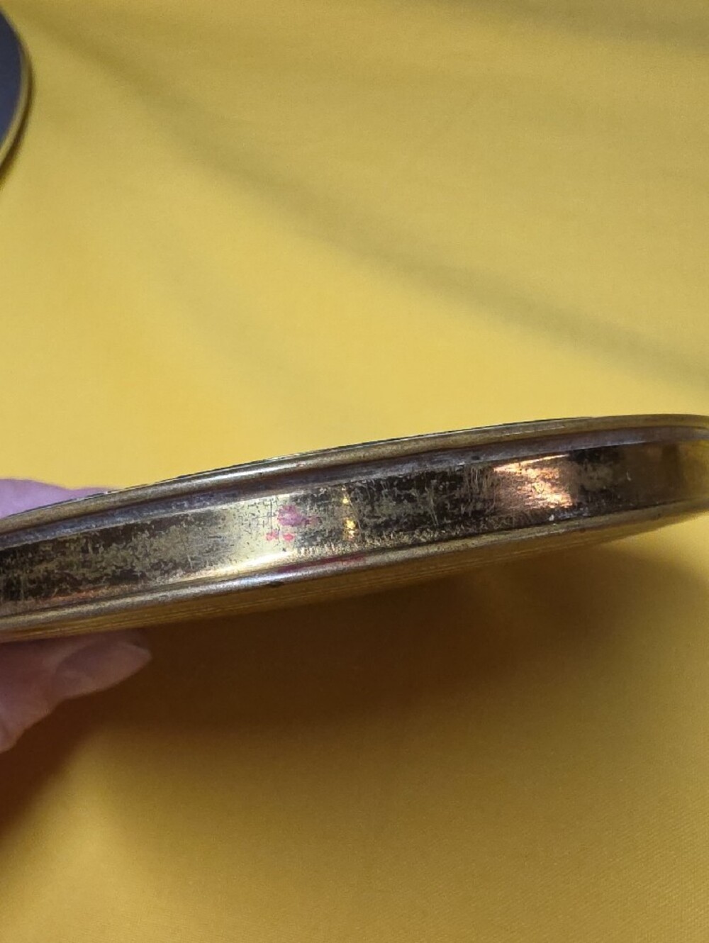 Vintage Rex Fifth Avenue Blue Gold Flapjack Powder Compact Mirror 1940s - Picture 8 of 12
